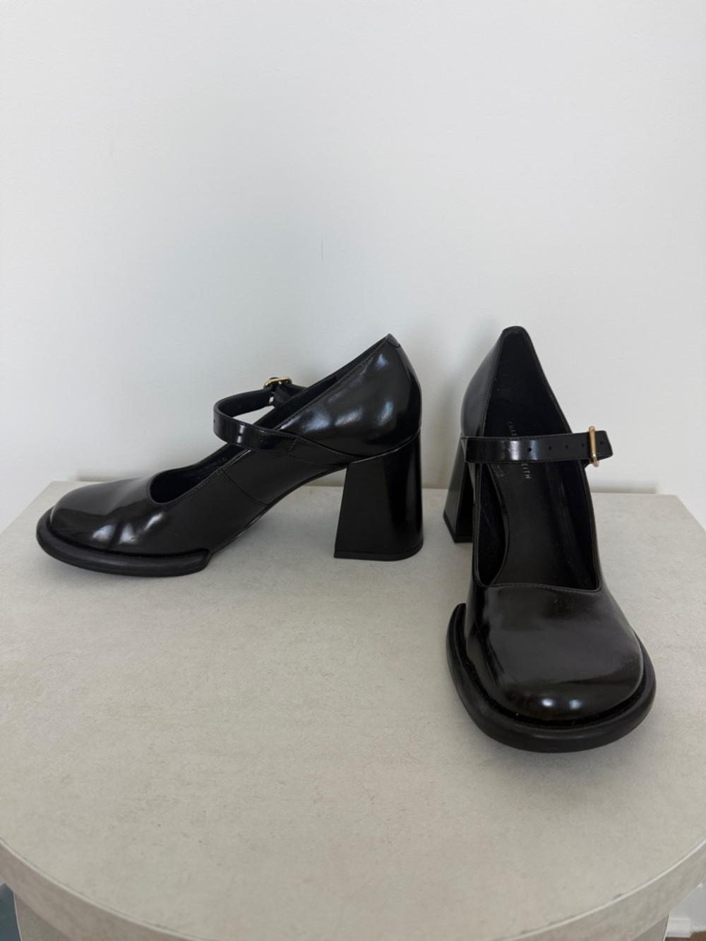 Black Mary Jane Block Heel Pumps